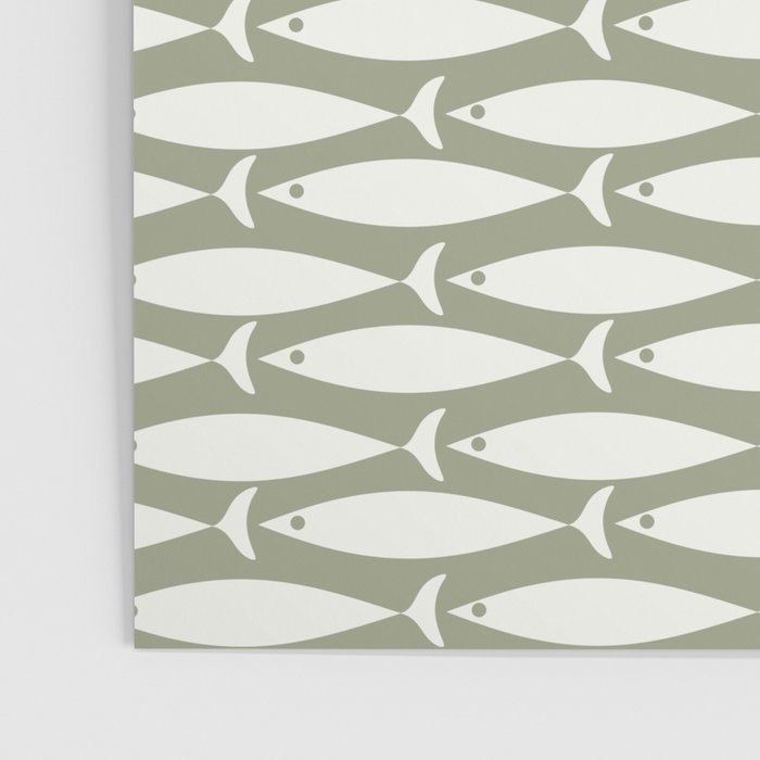 Fish Pattern in Sage Poster Gallery Image 3