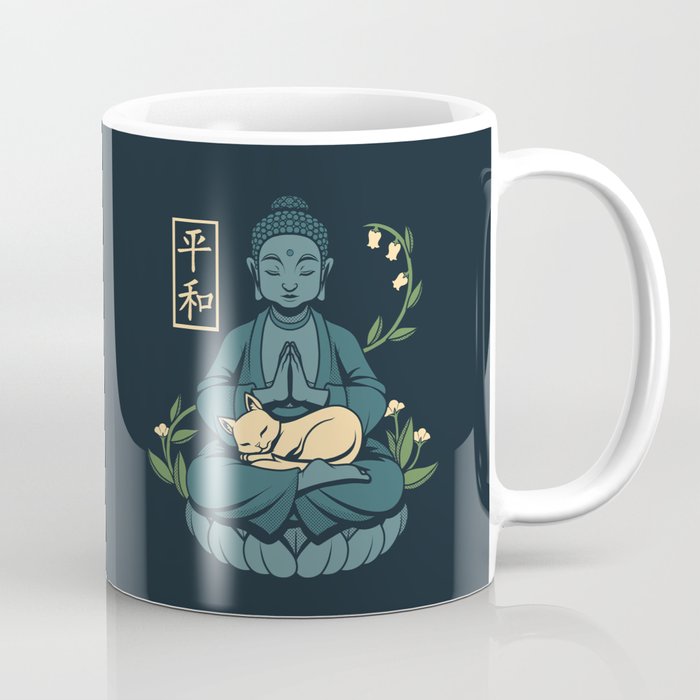 Cat Meditation Buddhism Buddha by Tobe Fonseca Coffee Mug Gallery Image 1