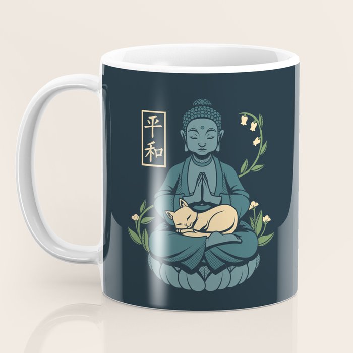 Cat Meditation Buddhism Buddha by Tobe Fonseca Coffee Mug Gallery Image 3