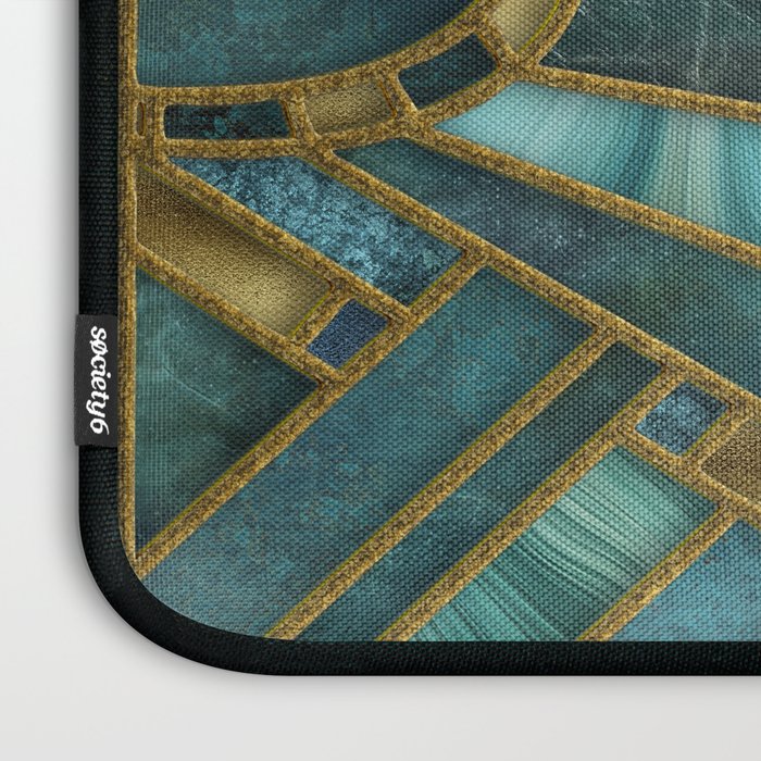 Elegant Stained Glass Art Deco Window With Marble And Gemstone Laptop Sleeve Gallery Image 3