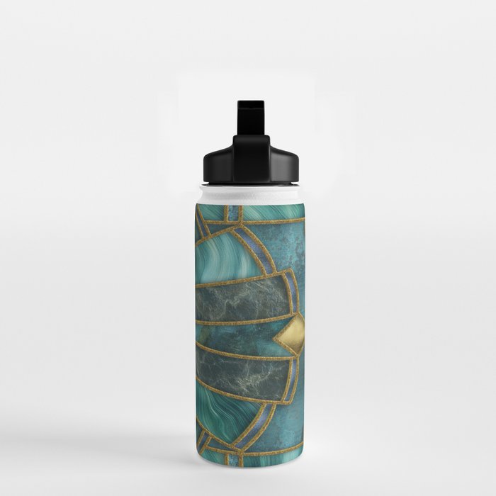 Elegant Stained Glass Art Deco Window With Marble And Gemstone Water Bottle Gallery Image 2