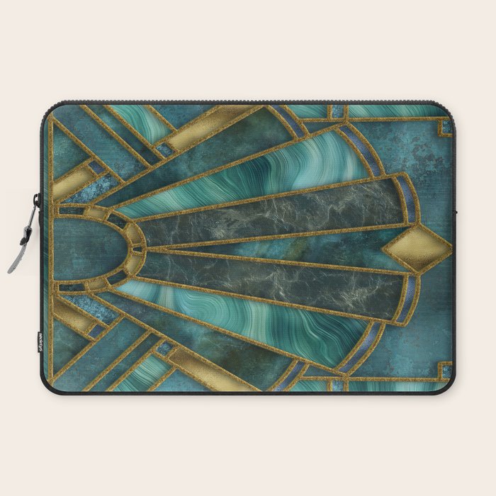 Elegant Stained Glass Art Deco Window With Marble And Gemstone Laptop Sleeve