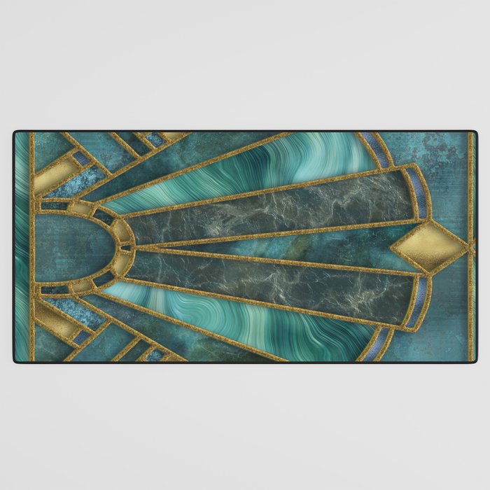 Elegant Stained Glass Art Deco Window With Marble And Gemstone Desk Mat Gallery Image 3