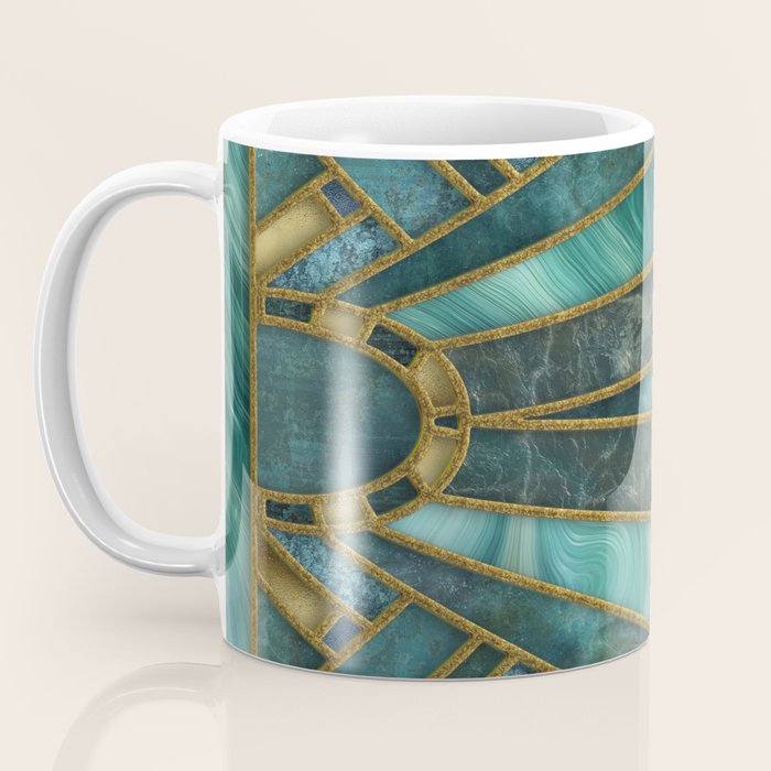 Elegant Stained Glass Art Deco Window With Marble And Gemstone Coffee Mug Gallery Image 3