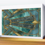 Elegant Stained Glass Art Deco Window With Marble And Gemstone Wall Mural Gallery Image 2