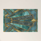 Elegant Stained Glass Art Deco Window With Marble And Gemstone Welcome Mat Gallery Image 1