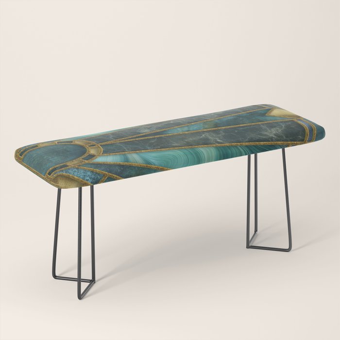 Elegant Stained Glass Art Deco Window With Marble And Gemstone Bench Gallery Image 1