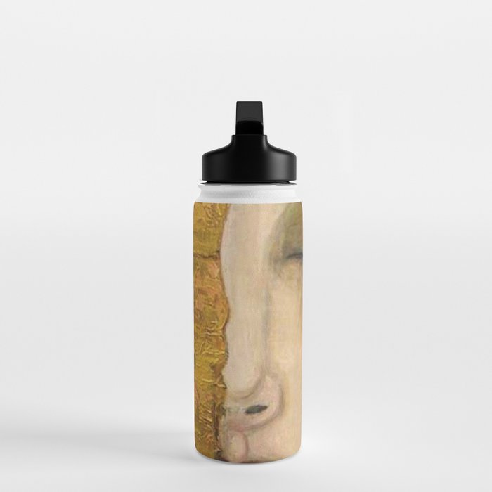 Golden Tears (Freya's Heartache) portrait painting by Gustav Klimt Water Bottle Gallery Image 3