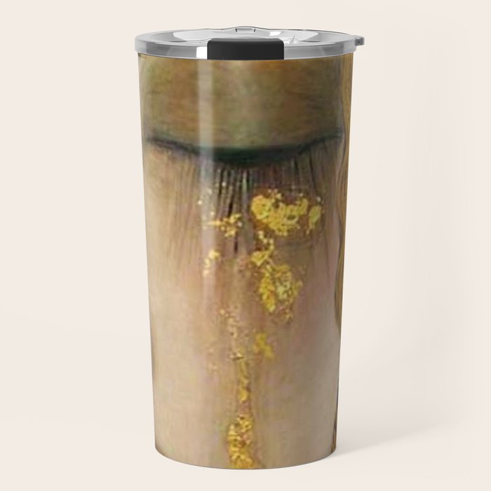 Golden Tears (Freya's Heartache) portrait painting by Gustav Klimt Travel Mug Gallery Image 1