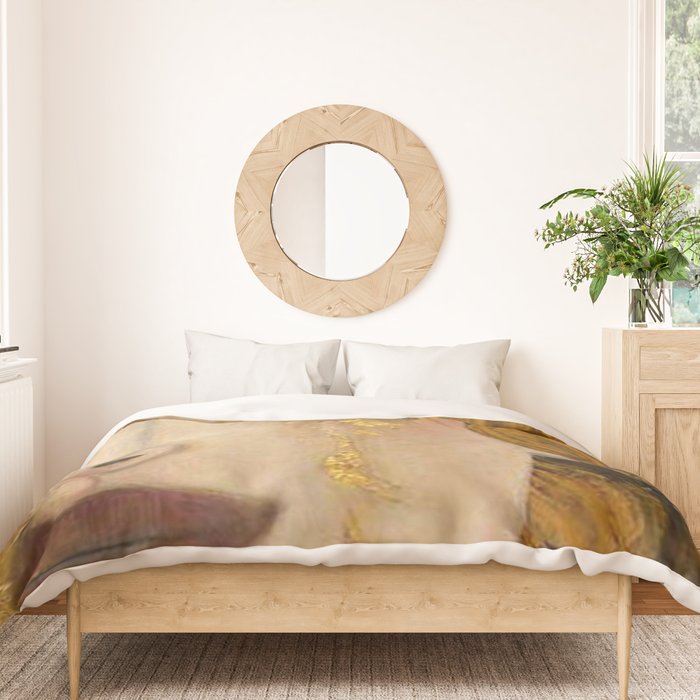 Golden Tears (Freya's Heartache) portrait painting by Gustav Klimt Duvet Cover Gallery Image 3