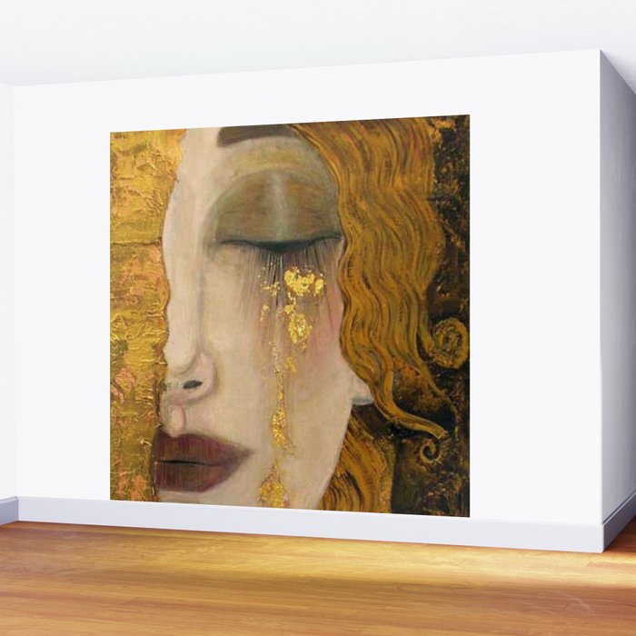 Golden Tears (Freya's Heartache) portrait painting by Gustav Klimt Wall Mural Gallery Image 2