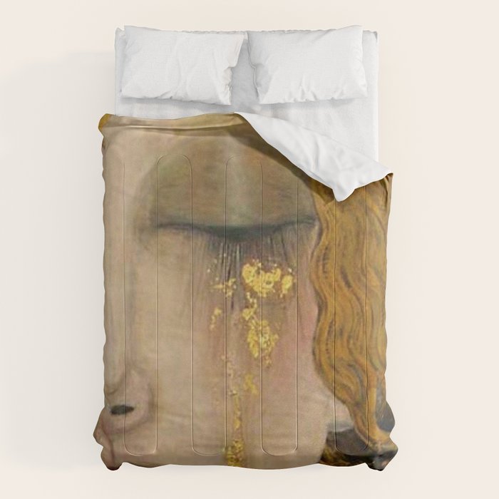 Golden Tears (Freya's Heartache) portrait painting by Gustav Klimt Comforter Gallery Image 6