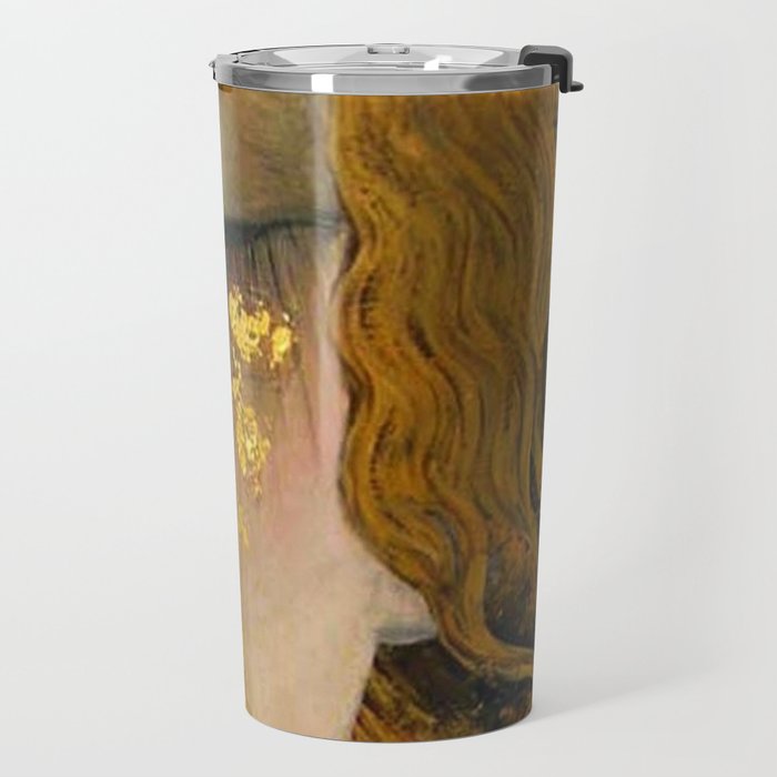 Golden Tears (Freya's Heartache) portrait painting by Gustav Klimt Travel Mug Gallery Image 2