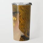 Golden Tears (Freya's Heartache) portrait painting by Gustav Klimt Travel Mug Gallery Image 2