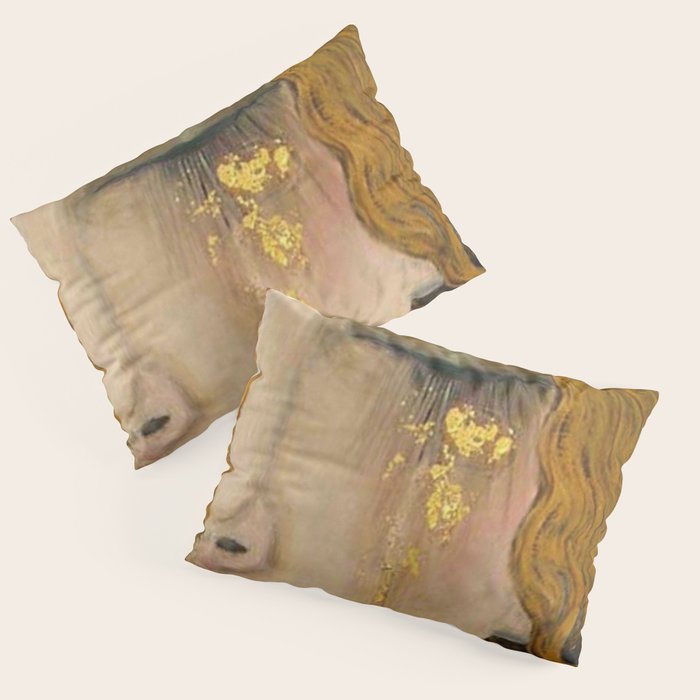 Golden Tears (Freya's Heartache) portrait painting by Gustav Klimt Pillow Sham Gallery Image 3