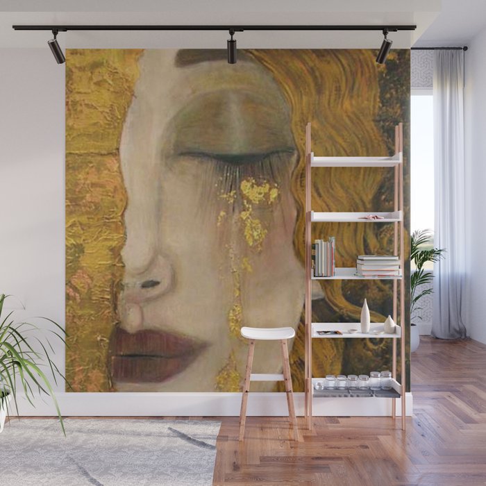 Golden Tears (Freya's Heartache) portrait painting by Gustav Klimt Wall Mural Gallery Image 1