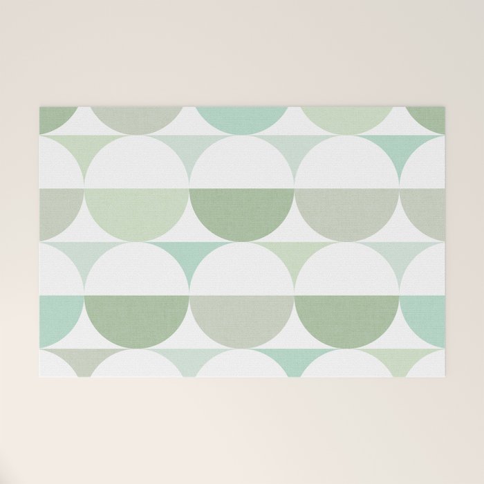 Mid-Mod geometric Sun and Moon tile - Sage Green Welcome Mat Gallery Image 1