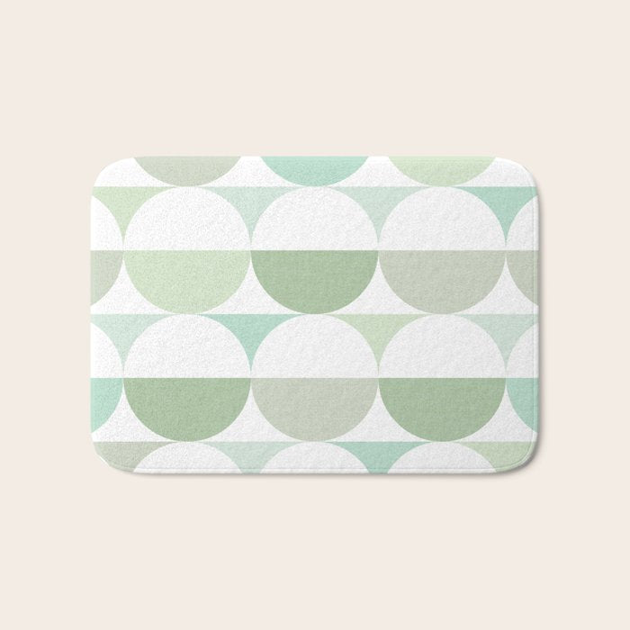 Mid-Mod geometric Sun and Moon tile - Sage Green Bath Mat Gallery Image 1
