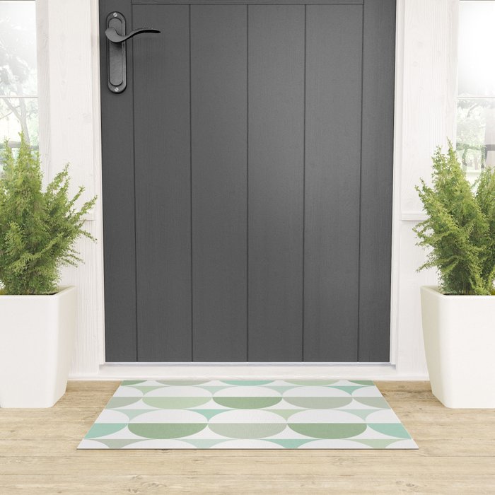 Mid-Mod geometric Sun and Moon tile - Sage Green Welcome Mat Gallery Image 3