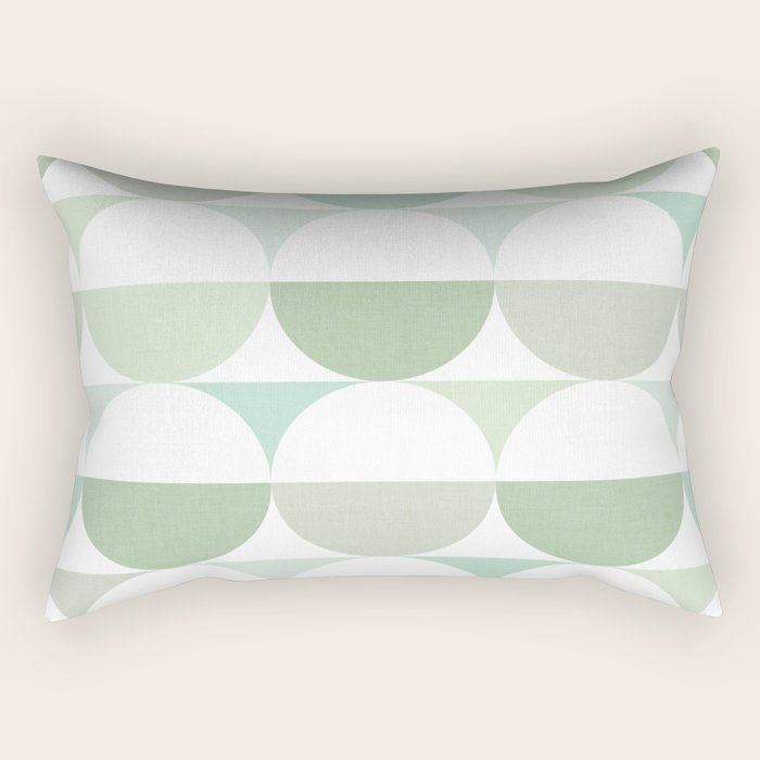 Mid-Mod geometric Sun and Moon tile - Sage Green Rectangular Pillow Gallery Image 2