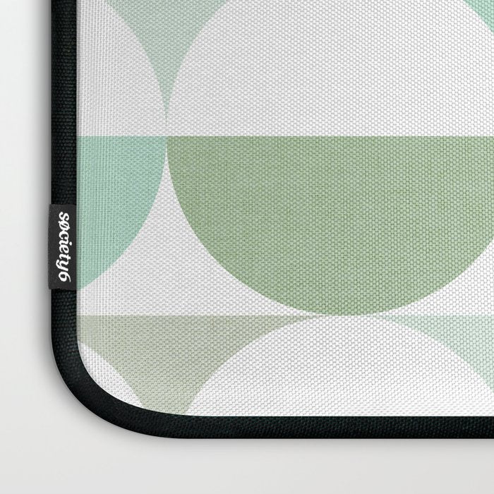 Mid-Mod geometric Sun and Moon tile - Sage Green Laptop Sleeve Gallery Image 3