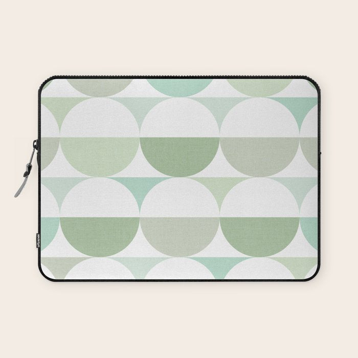 Mid-Mod geometric Sun and Moon tile - Sage Green Laptop Sleeve Gallery Image 1