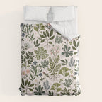 Herbarium ~ vintage inspired botanical art print ~ white Comforter Gallery Image 6
