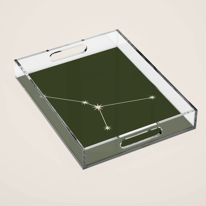 Cancer Zodiac Star Constellation Line Art Moss Green Acrylic Tray Gallery Image 1