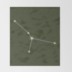 Cancer Zodiac Star Constellation Line Art Moss Green Throw Blanket Gallery Image 2