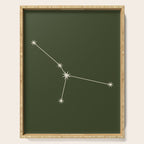 Cancer Zodiac Star Constellation Line Art Moss Green Serving Tray Gallery Image 1