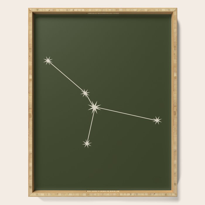Cancer Zodiac Star Constellation Line Art Moss Green Serving Tray Gallery Image 1