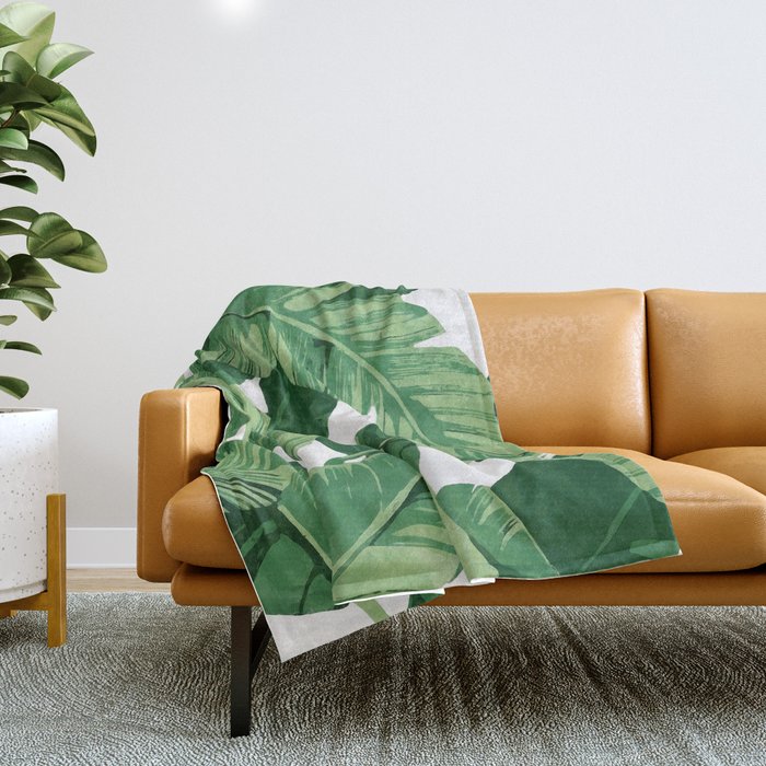 Tropical banana leaves IV Throw Blanket Gallery Image 1