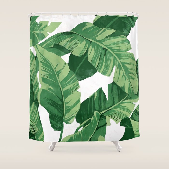 Tropical banana leaves IV Shower Curtain Gallery Image 1