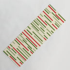 Interrupted Lines Midcentury Modern Christmas Pattern in Olive Green, Retro Xmas Red, and Cream Yoga Mat Gallery Image 1