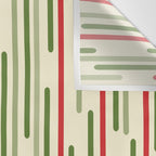 Interrupted Lines Midcentury Modern Christmas Pattern in Olive Green, Retro Xmas Red, and Cream Wall Tapestry Gallery Image 3