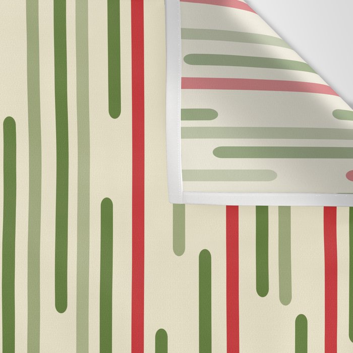 Interrupted Lines Midcentury Modern Christmas Pattern in Olive Green, Retro Xmas Red, and Cream Wall Tapestry Gallery Image 3