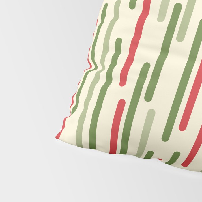 Interrupted Lines Midcentury Modern Christmas Pattern in Olive Green, Retro Xmas Red, and Cream Pillow Sham Gallery Image 4