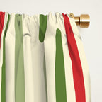 Interrupted Lines Midcentury Modern Christmas Pattern in Olive Green, Retro Xmas Red, and Cream Window Curtain Gallery Image 2