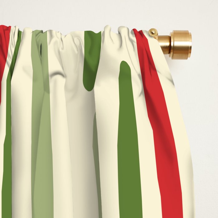 Interrupted Lines Midcentury Modern Christmas Pattern in Olive Green, Retro Xmas Red, and Cream Window Curtain Gallery Image 2