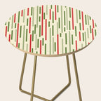 Interrupted Lines Midcentury Modern Christmas Pattern in Olive Green, Retro Xmas Red, and Cream Side Table Gallery Image 2