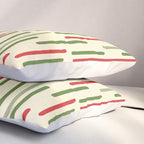 Interrupted Lines Midcentury Modern Christmas Pattern in Olive Green, Retro Xmas Red, and Cream Pillow Sham Gallery Image 3