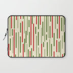 Interrupted Lines Midcentury Modern Christmas Pattern in Olive Green, Retro Xmas Red, and Cream Laptop Sleeve Gallery Image 1