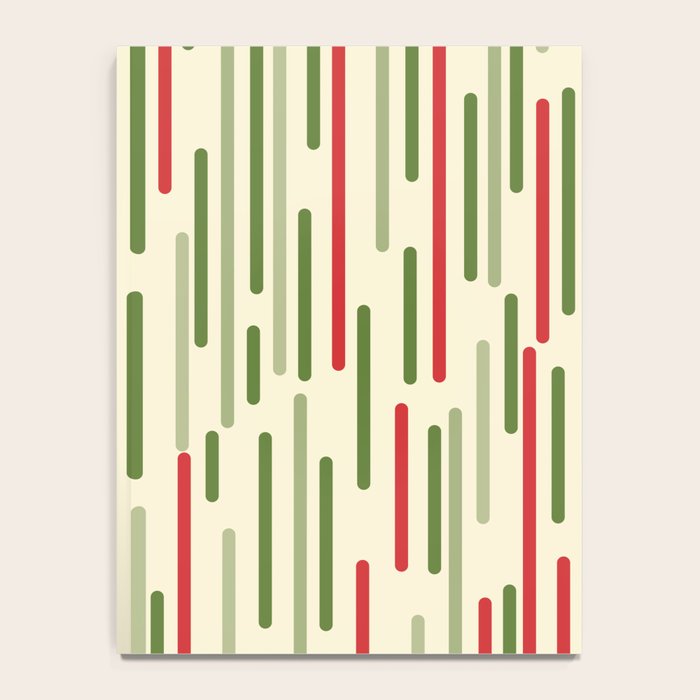 Interrupted Lines Midcentury Modern Christmas Pattern in Olive Green, Retro Xmas Red, and Cream Notebook Gallery Image 4