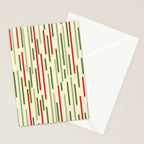 Interrupted Lines Midcentury Modern Christmas Pattern in Olive Green, Retro Xmas Red, and Cream Stationery Card Gallery Image 2