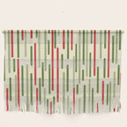 Interrupted Lines Midcentury Modern Christmas Pattern in Olive Green, Retro Xmas Red, and Cream Wall Hanging Gallery Image 1