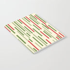 Interrupted Lines Midcentury Modern Christmas Pattern in Olive Green, Retro Xmas Red, and Cream Notebook Gallery Image 2