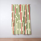 Interrupted Lines Midcentury Modern Christmas Pattern in Olive Green, Retro Xmas Red, and Cream Window Curtain Gallery Image 3