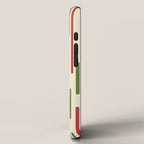 Interrupted Lines Midcentury Modern Christmas Pattern in Olive Green, Retro Xmas Red, and Cream iPhone Case Gallery Image 2