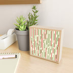 Interrupted Lines Midcentury Modern Christmas Pattern in Olive Green, Retro Xmas Red, and Cream Mini Art Print Gallery Image 2