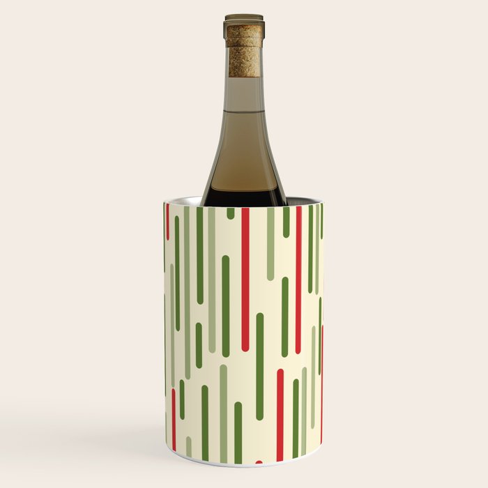 Interrupted Lines Midcentury Modern Christmas Pattern in Olive Green, Retro Xmas Red, and Cream Wine Chiller Gallery Image 3